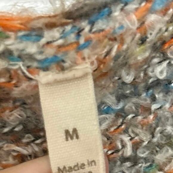 Soft Surroundings Hi Low Split Hem Bell Sleeve Chunky Knit Striped Sweater Med - Picture 12 of 14